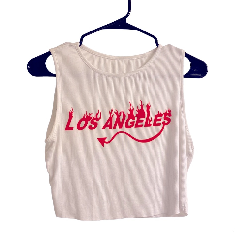 Los Angeles White Crop Tank Top🤍